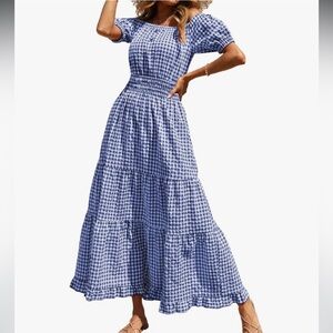 BTFBM Blue Gingham Maxi Dress